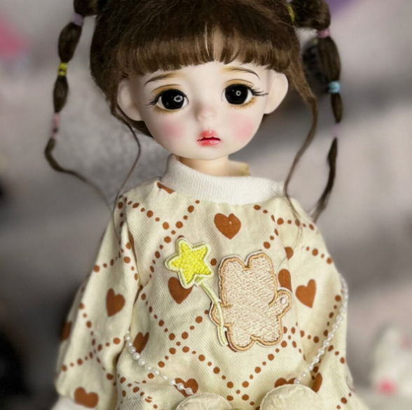 BJD Doll Girl Body with Clothes Suit Wigs Face Makeup Full Set Cute Doll Toy